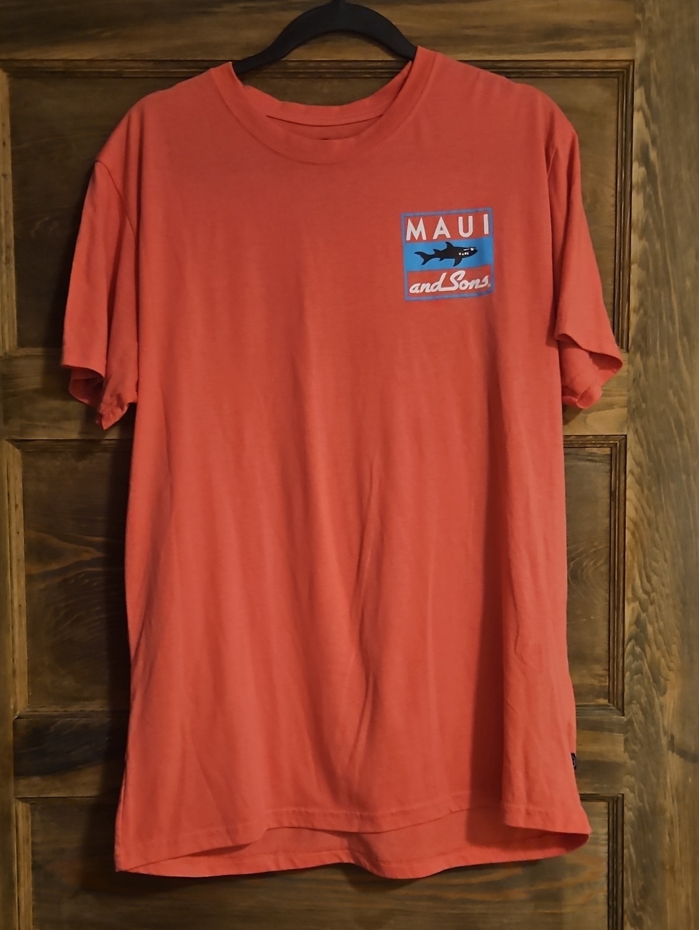Maui and Sons Coral-Red Short Sleeve Logo Tee